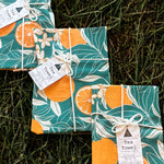 Orange Blossoms Screen-Printed Tea Towel