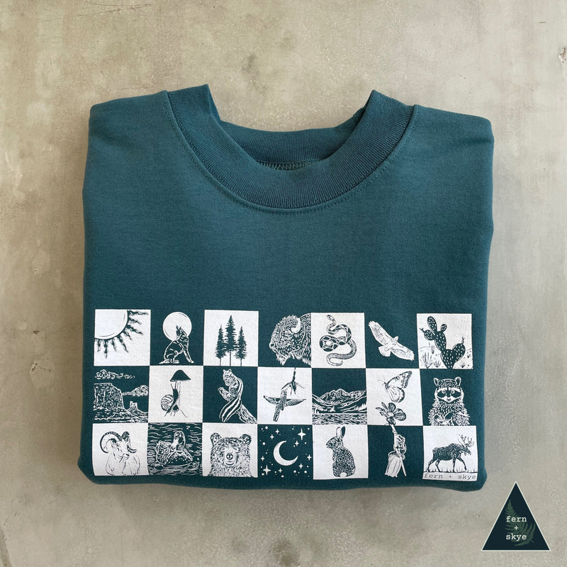 Wildlife Checkers - Screen Printed Unisex Sweatshirt