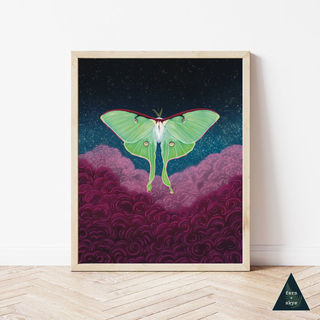 Luna Moth Ascends Art Print