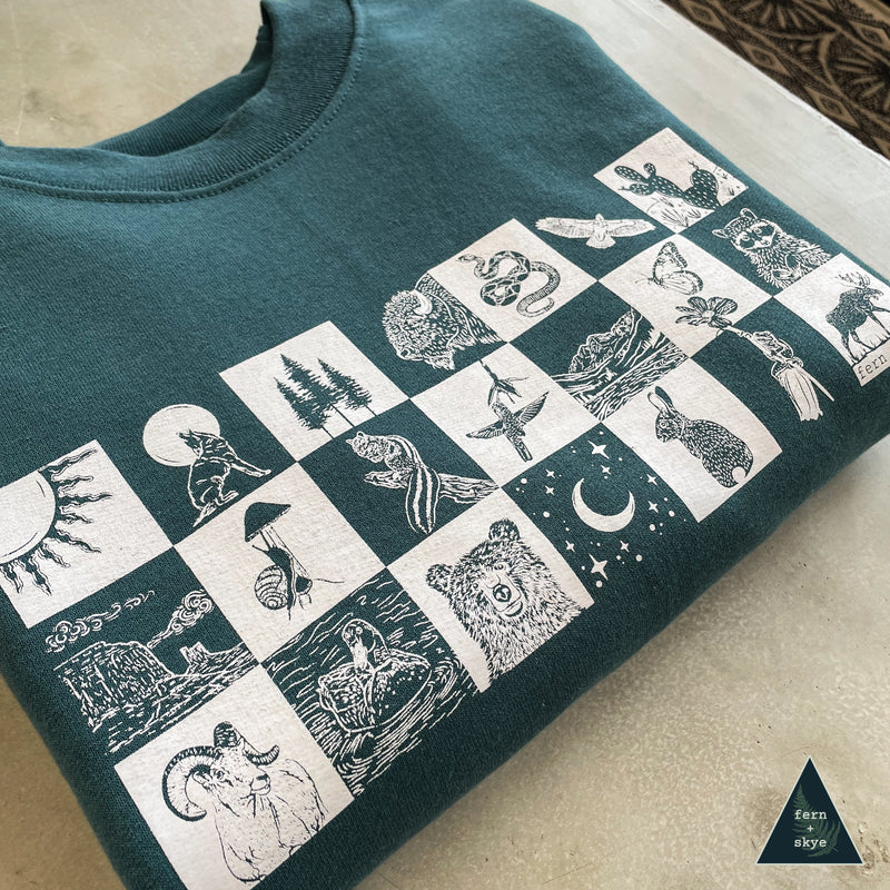 Wildlife Checkers - Screen Printed Unisex Sweatshirt