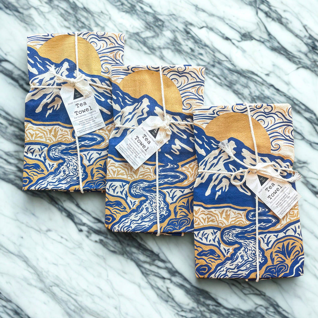 Breezy Mountains Screen-Printed Tea Towel