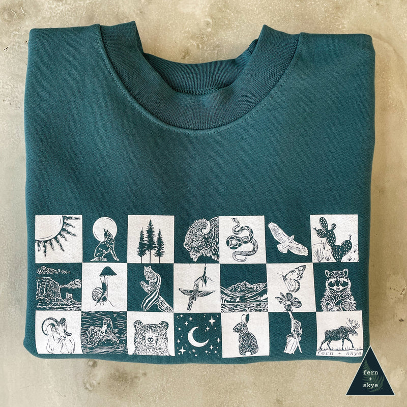 Wildlife Checkers - Screen Printed Unisex Sweatshirt