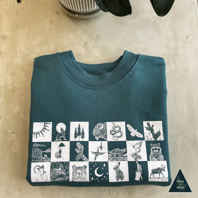 Wildlife Checkers - Screen Printed Unisex Sweatshirt