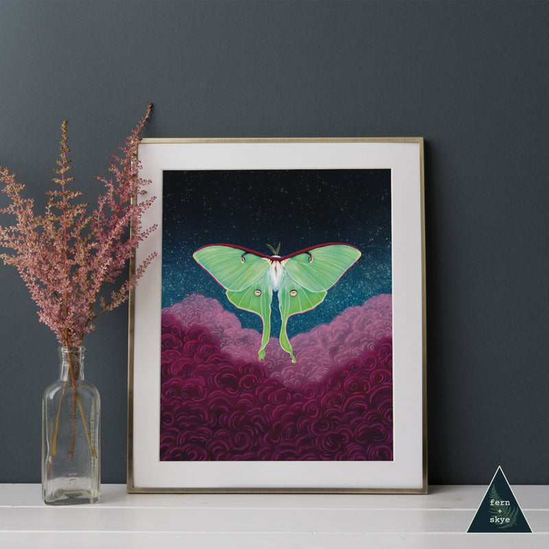 Luna Moth Ascends Art Print