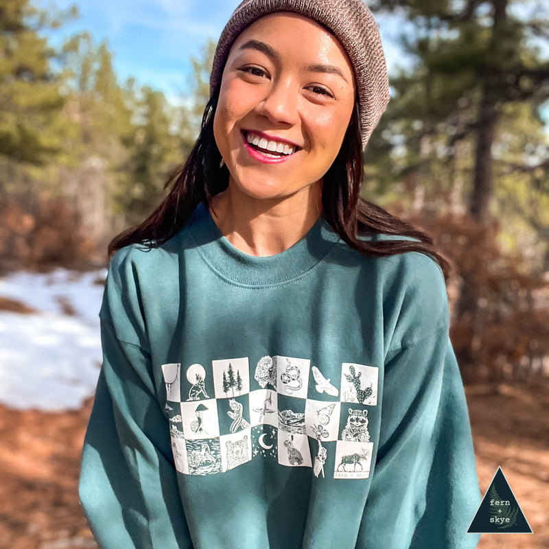 Wildlife Checkers - Screen Printed Unisex Sweatshirt