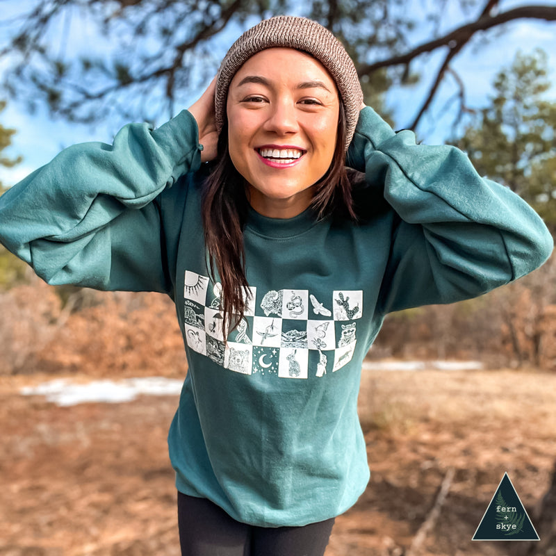 Wildlife Checkers - Screen Printed Unisex Sweatshirt