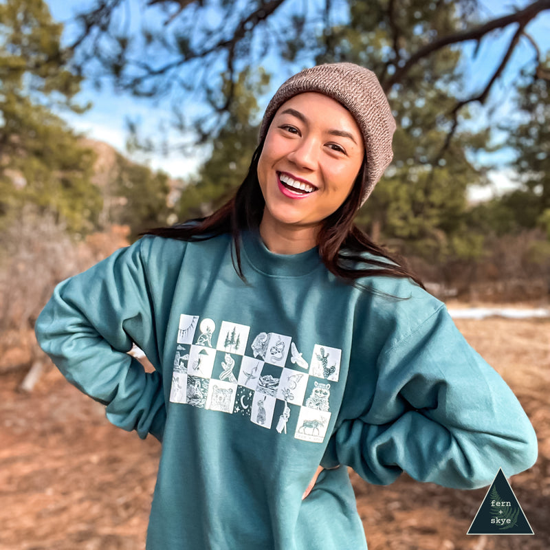 Wildlife Checkers - Screen Printed Unisex Sweatshirt