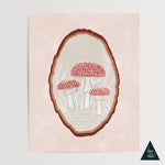 Red Mushroom Wood Slice Art Print