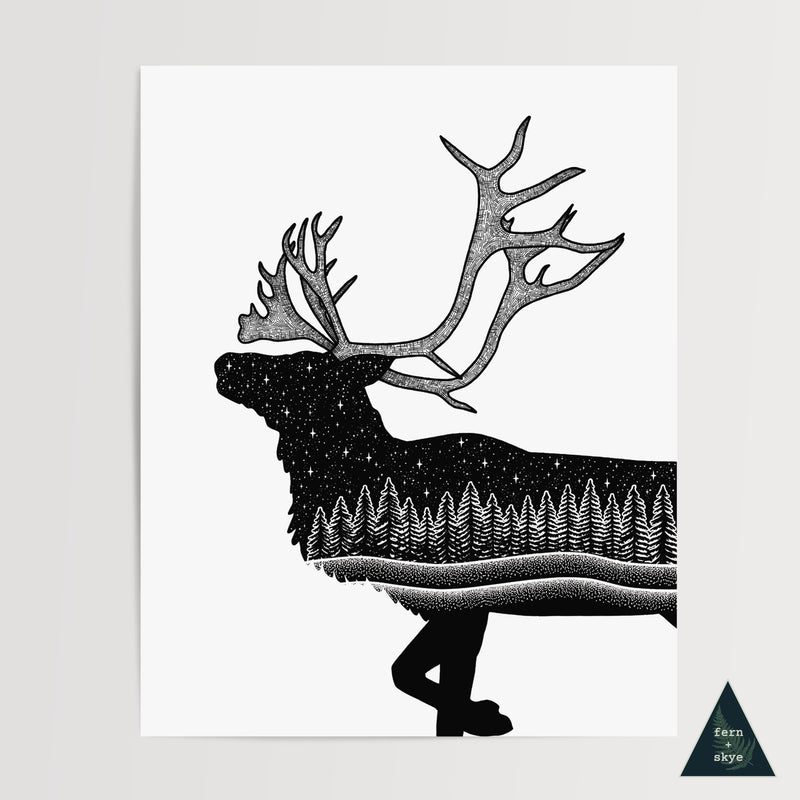 Caribou Forest Art Print