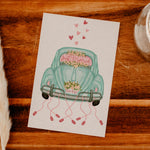 Just Married "Love Bug" Sustainable Greeting Card - 4x6"