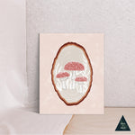 Red Mushroom Wood Slice Canvas Print