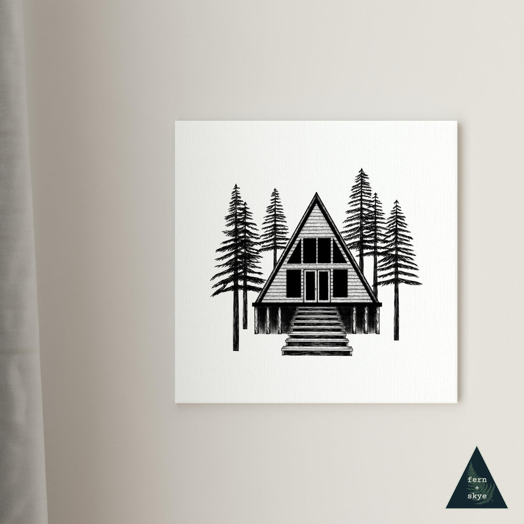 Woodland A-frame Cabin Canvas Print