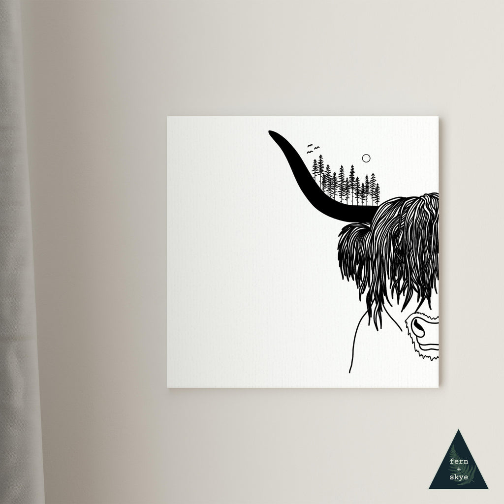 Highland Cow Forest Canvas Print