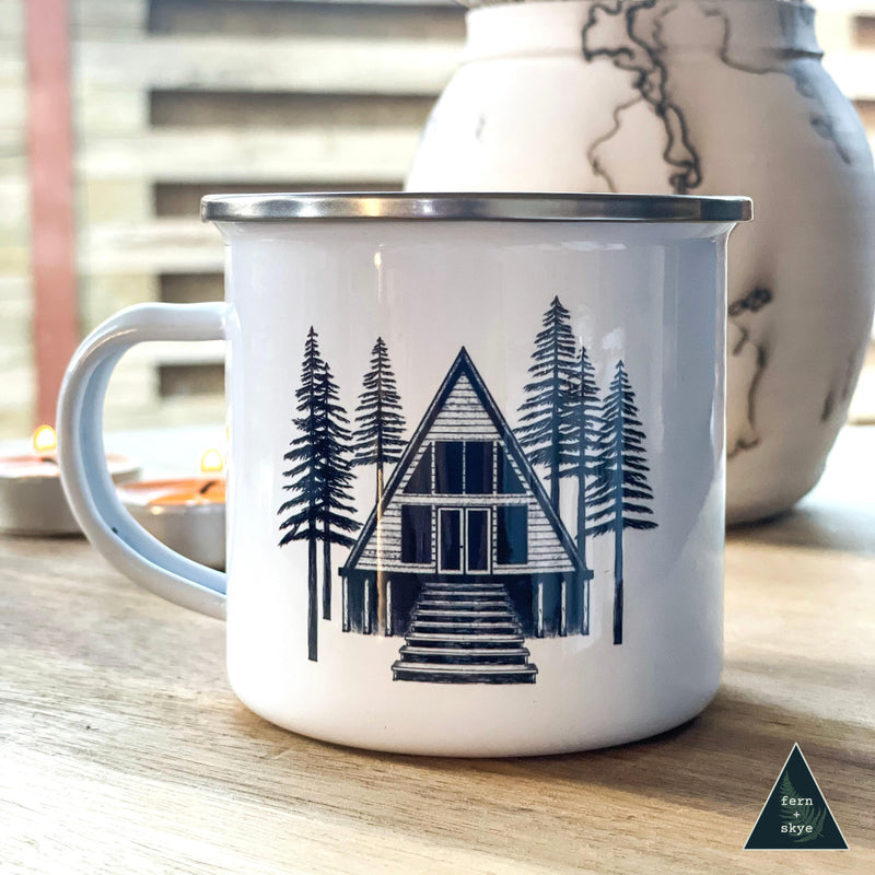 Woodland A-Frame Cabin Camper Mug