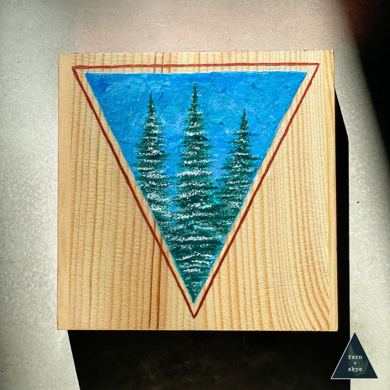 "Snowfall in the Forest" - Original Acrylic Painting on Pine Wood