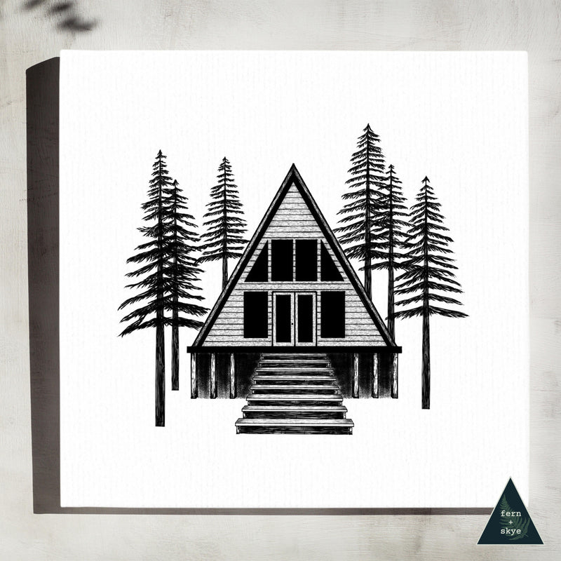 Woodland A-frame Cabin Canvas Print