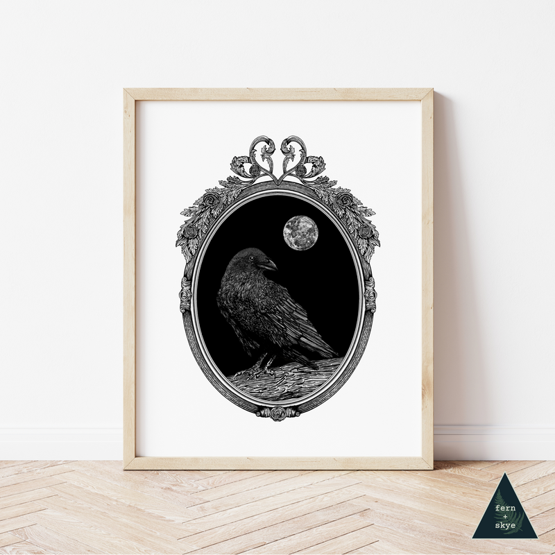 Raven in the Mirror Art Print