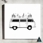 Camper Van Forest Mountain Canvas Print