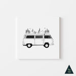 Camper Van Forest Mountain Canvas Print