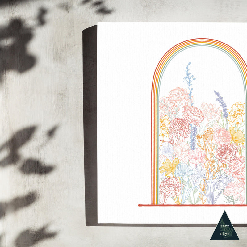 Rainbow Floral Dome Terrarium Canvas Print