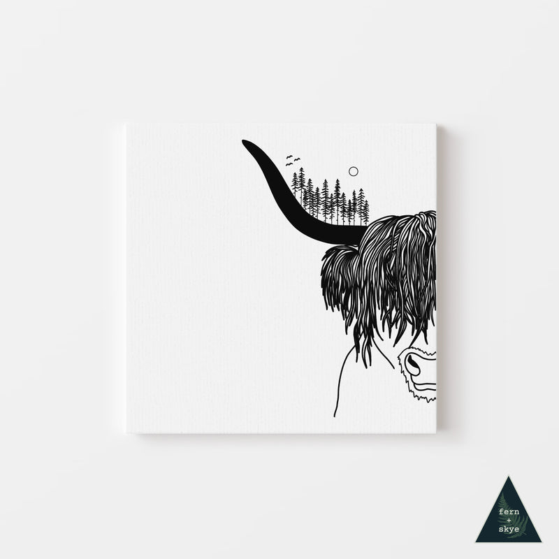 Highland Cow Forest Canvas Print