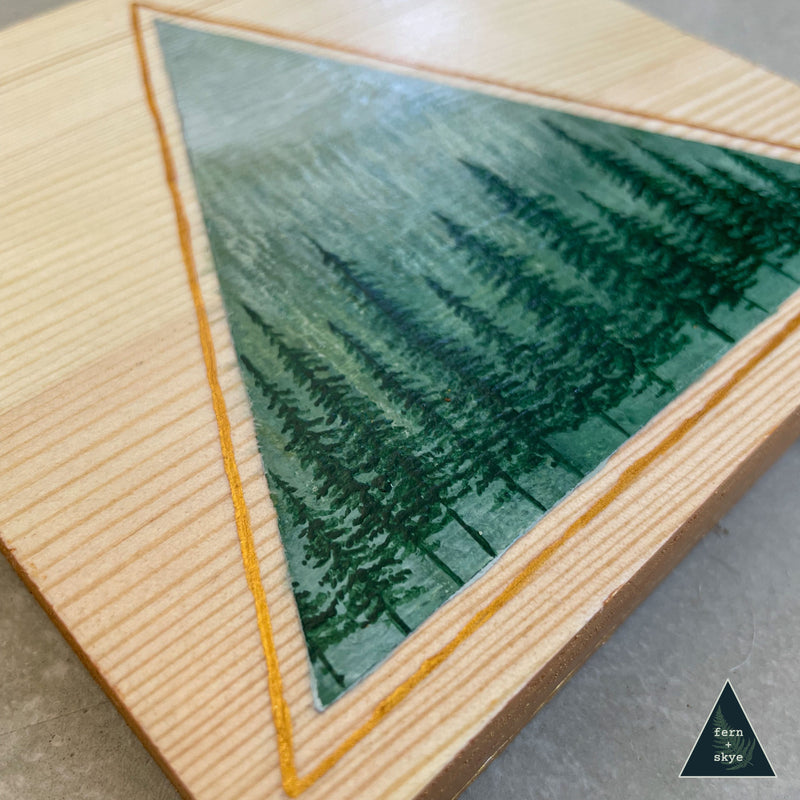 "Among the Misty Pines" - Original Acrylic Painting on Pine Wood