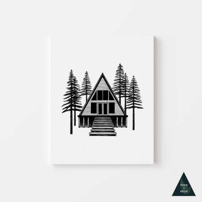 Woodland A-frame Cabin Canvas Print