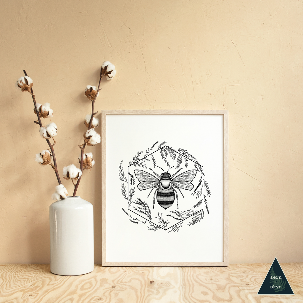 Botanical Bee Art Print