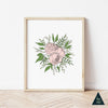 Peony Line Art Print - Colored