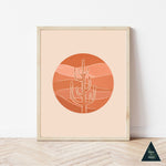 Terracotta Desert Cactus Sun Art Print