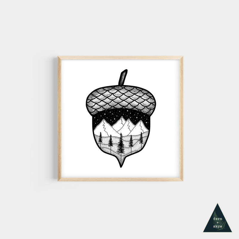 Acorn Starry Mountain Mini Print