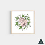 Peony Colored Line Art Mini Print