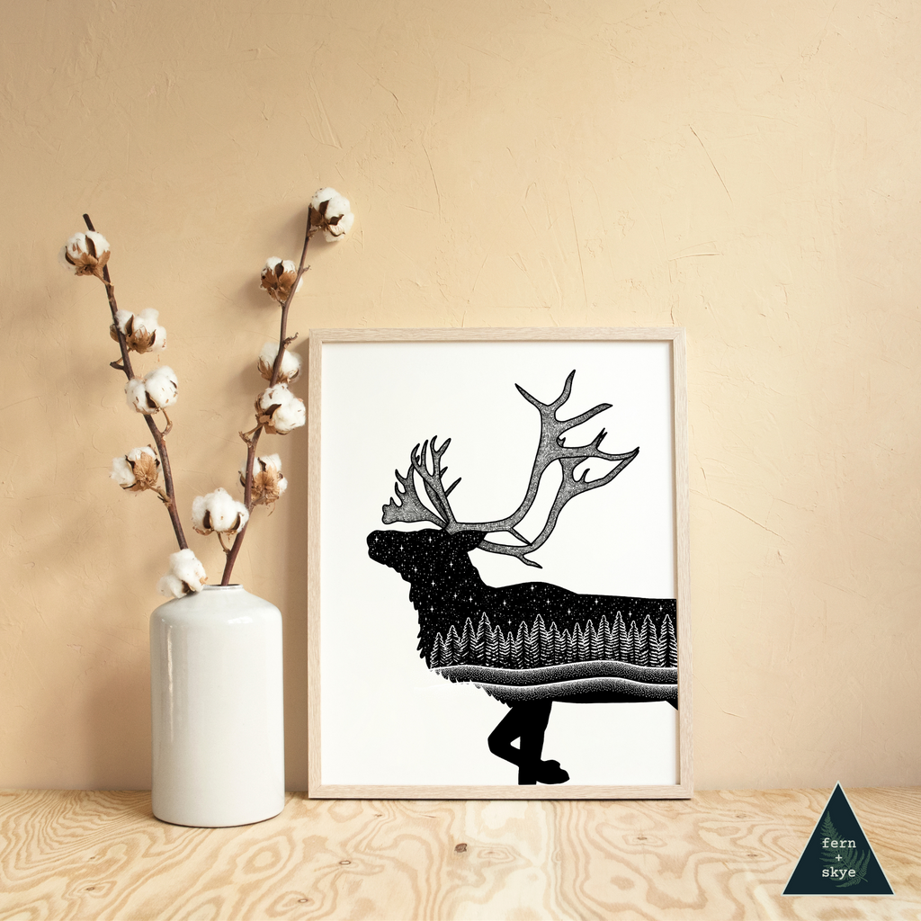 Caribou Forest Art Print