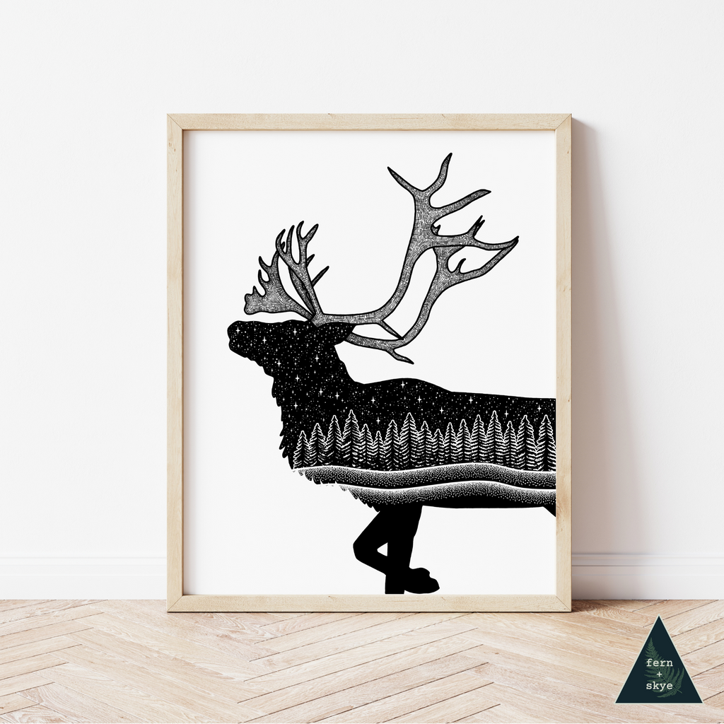 Caribou Forest Art Print