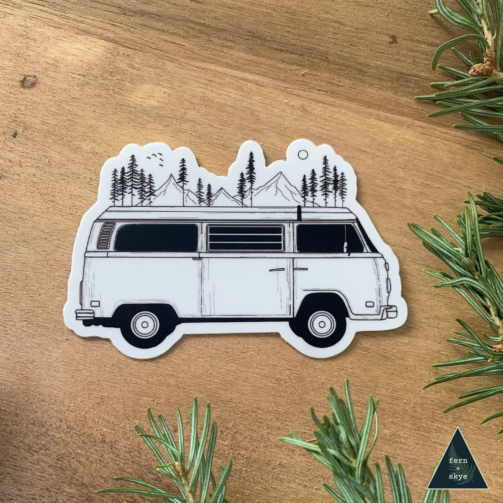 Camper Van Forest Mountain Sticker