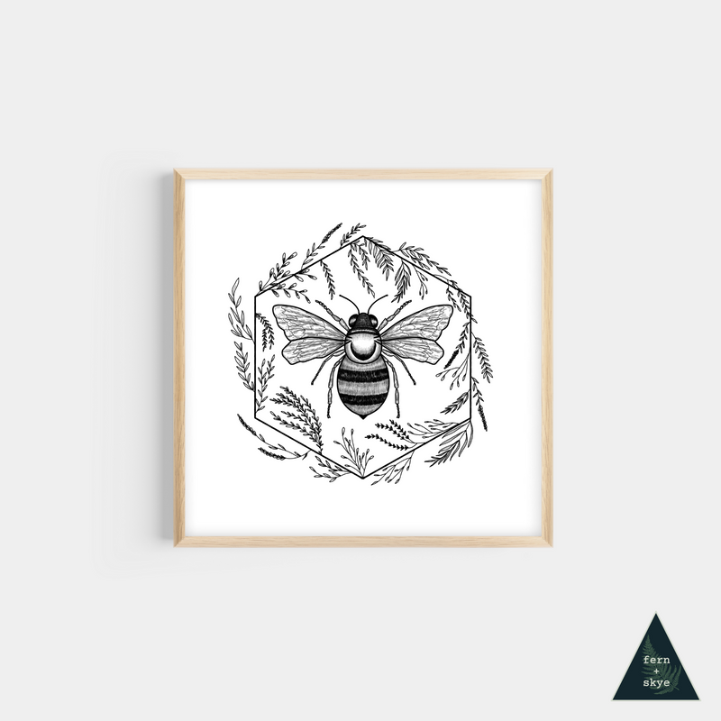 Botanical Bee Mini Print