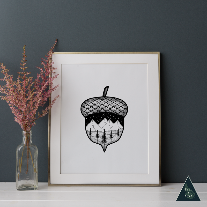 Acorn Starry Mountain Art Print