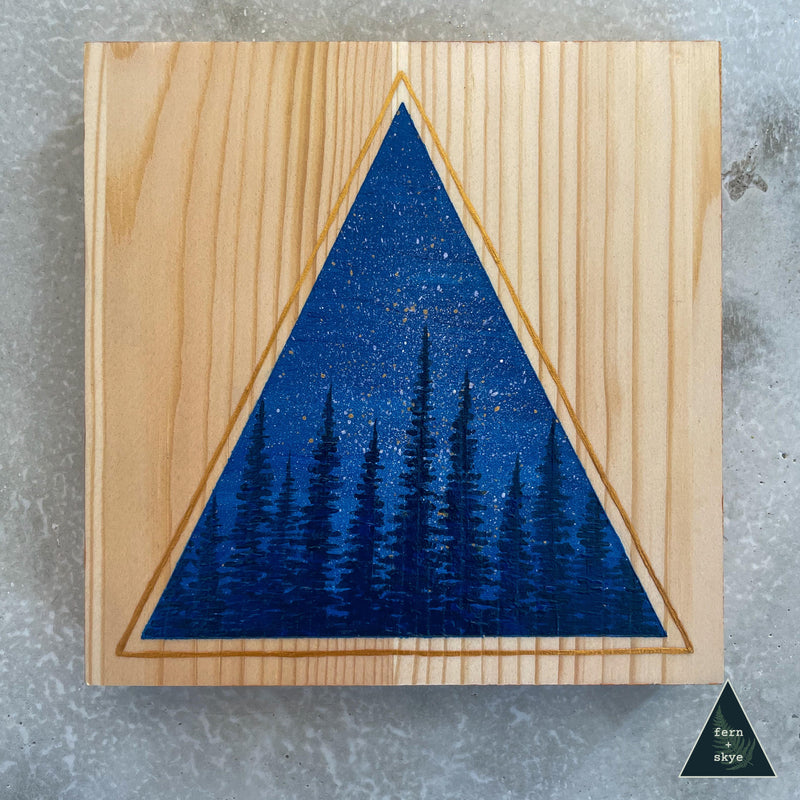 "Nestled up To Iridescent Stars" - Original Acrylic Painting on Pine Wood