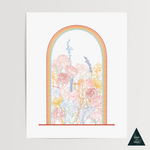 Rainbow Floral Dome Terrarium Art Print