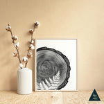 Fern in Wood Slice Art Print