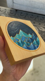 "Stargazing from the Mountain Tops" - Original Acrylic Painting on Pine Wood